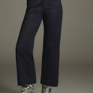 Anthropologie Maeve Colette High Rise Crop Wide leg 24 Tall 24T sparkle denim